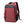 Red travel backpack with front zipper pocket, padded back, and adjustable shoulder straps