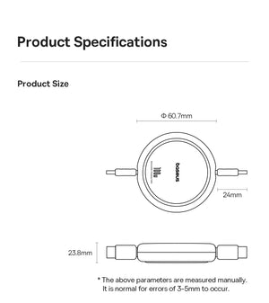 BASEUS Free2Draw 100W Retractable USB-C to USB-C Fast Charging Cable