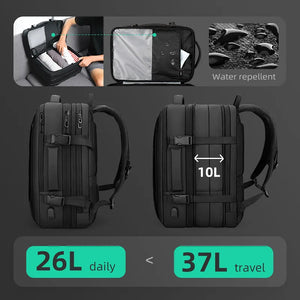 MARK RYDEN MR9299 Expandable Waterproof Travel Backpack with USB Charging Port