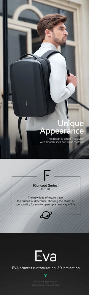 MARK RYDEN MR8011 Hard Shell Waterproof Travel Backpack with USB Charging Port