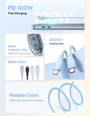 BASEUS Pudding Series 100W USB-C to USB-C Fast Charging Cable