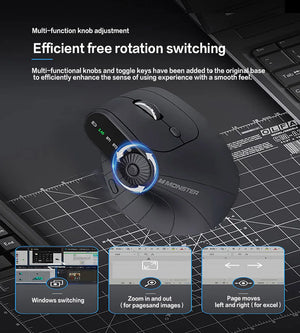 JOMAA Multi-Device Rechargeable Vertical Bluetooth Wireless Mouse