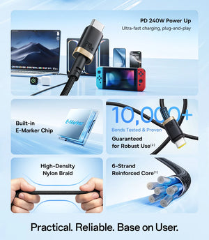 BASEUS Dura Series 240W USB-C to UBS-C Fast Charging Cable
