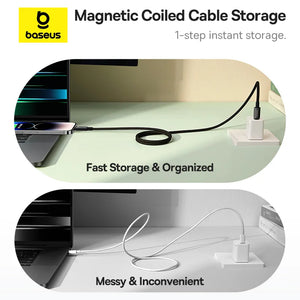 BASEUS Tungsten Gold 20W Type-C to Lightning Magnetic Coiled Charging Cable