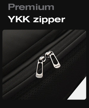 Black backpack with YKK zipper and smooth metal zipper pulls