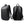 Black travel backpack shown front and back with adjustable shoulder straps