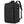Black travel backpack with front zip pocket, side elastic pocket, and padded shoulder straps