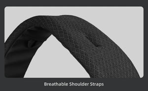 Black breathable shoulder strap with textured fabric