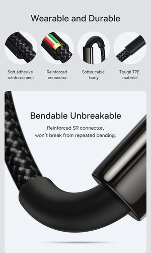 BASEUS Tungsten Gold 100W USB-C to USB-A Fast Charging Cable