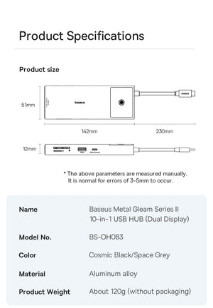 BASEUS Metal Gleam Series 10in1 USB-C Multiport Adapter and USB Hub
