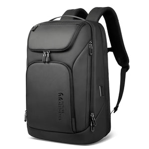 Waterproof travel backpack with top handle, front flap pocket, and side zipper pockets