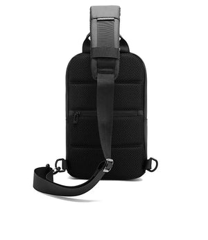 Lightweight waterproof crossbody bag, grey, textured fabric with adjustable strap