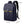Waterproof commuter backpack in dark blue with top handle, padded straps, front flap pocket