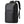 Black leather-look business laptop backpack with front zipper pocket and carry handle
