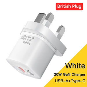 ESSAGER 20W GaN USB Charger with PD Fast Charging and QC3.0 - White