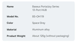 BASEUS PortalJoy Series 13in1 USB-C Multiport Adapter and USB Hub