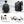 Black vacuum compression travel backpack, back view with shoulder straps and buckles