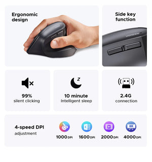 UGREEN M571 Dual-Mode Ergonomic Vertical Bluetooth Wireless Mouse