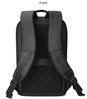 Black backpack back panel with padded, adjustable shoulder straps