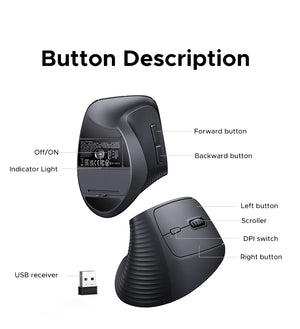 UGREEN M571 Dual-Mode Ergonomic Vertical Bluetooth Wireless Mouse