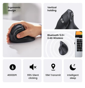 UGREEN MU008 Multi-Mode Ergonomic Vertical Bluetooth Wireless Mouse