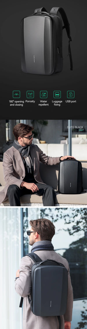 MARK RYDEN MR8011 Hard Shell Waterproof Travel Backpack with USB Charging Port