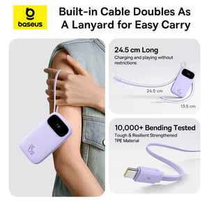 BASEUS QPow3 Fast Charging Power Bank with Built-In Cable
