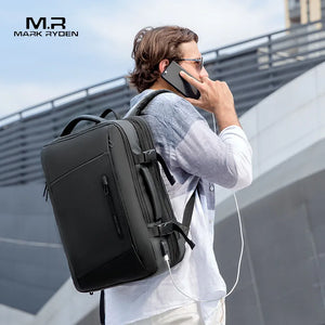 MARK RYDEN MR9299 Expandable Waterproof Travel Backpack with USB Charging Port