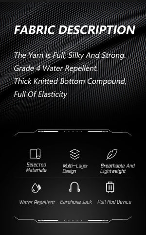 Water-repellent backpack fabric with textured knit bottom and breathable lightweight lining