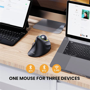 JOMAA Rechargeable Bluetooth Wireless Vertical Trackball Mouse