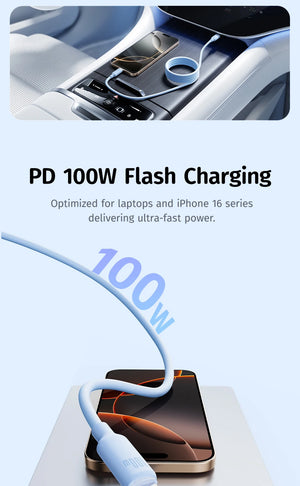 BASEUS Foamed Silicone Pro 100W Type-C to Type-C Magnetic Coiled Charging Cable