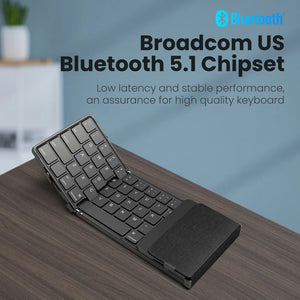 JOMAA Foldable Rechargeable Wireless Keyboard with Touchpad