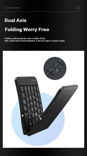 JOMAA Compact Foldable Rechargeable Bluetooth Wireless Keyboard