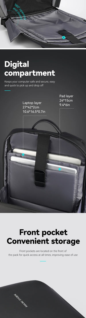 MARK RYDEN MR1113 Lightweight Waterproof Compact Backpack with USB Charging Port