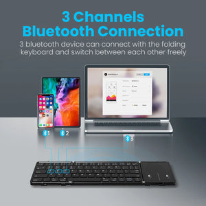 JOMAA Foldable Rechargeable Wireless Keyboard with Touchpad