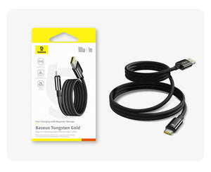BASEUS Tungsten Gold 100W Type-C to USB-A Magnetic Coiled Charging Cable
