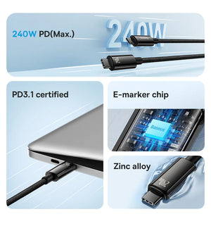 BASEUS Tungsten Gold 240W USB-C to USB-C Fast Charging Cable