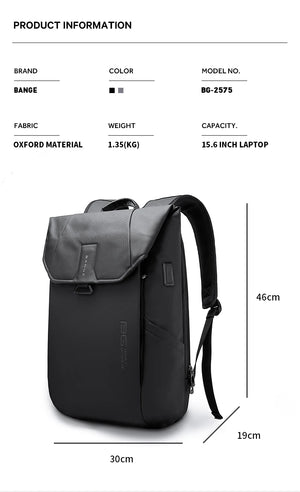 Grey roll-top travel backpack shown at angle with front flap and side zipper pocket