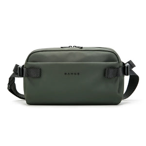 Lightweight waterproof crossbody bag in dark green with adjustable shoulder strap