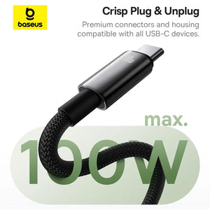 BASEUS Tungsten Gold 100W Type-C to USB-A Magnetic Coiled Charging Cable