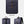 Blue backpack view: front flap with buckled strap, plus back and side views