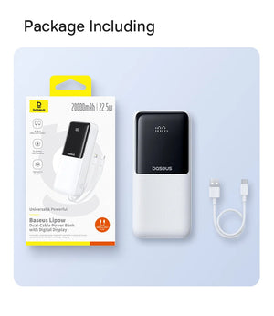 BASEUS Lipow Dual Cable Power Bank with Digital Display