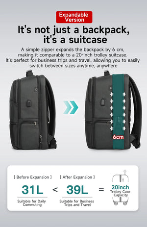 TIGERNU B3905 Large Capacity Waterproof Travel Backpack with USB Charging Port