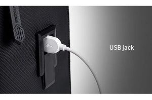 Waterproof backpack with external USB charging port under the side panel