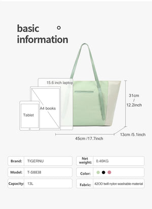 TIGERNU S8838 Lightweight Waterproof Tote Bag