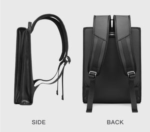 Laptop backpack side and back view with adjustable shoulder straps
