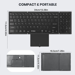 JOMAA Backlit Foldable Rechargeable Wireless Keyboard with Touchpad