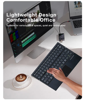 JOMAA Tri-Folding Rechargeable Bluetooth Wireless Keyboard with Touchpad