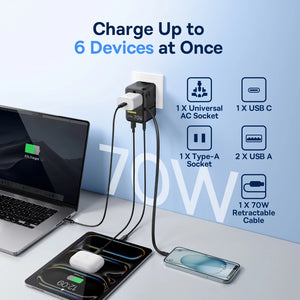 BASEUS PicoGo CG11 70W Universal Travel Adapter with Retractable Cable