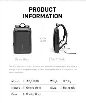 MARK RYDEN MR7003 Compact Waterproof Business and Laptop Backpack